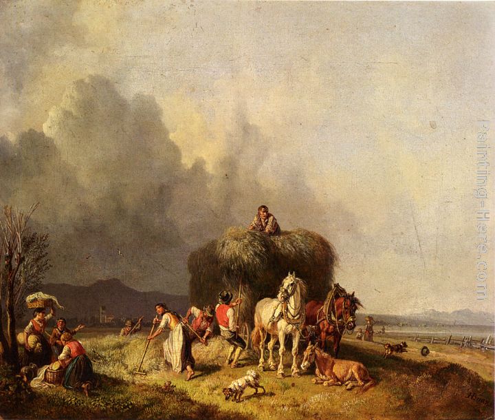 Heinrich Burkel Loading The Hay-Wagon